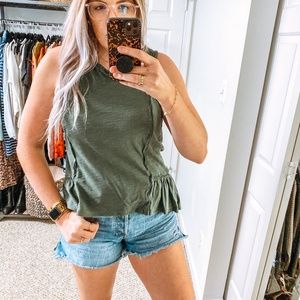 GAP 🌿 Slub Jungle Green Cotton Tank